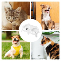 HKM-2061117 Elevated Ceramic Cat Food and Water Bowl Set with Tilted Design and Stand