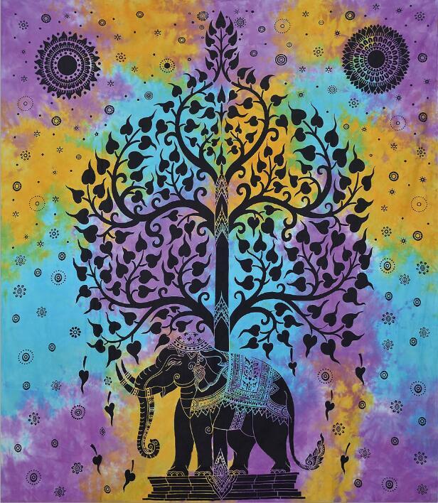 HKM-206163 Ethnic Printed Polyester Beach Tapestry Towel - Machine Washable, Rectangle Shape