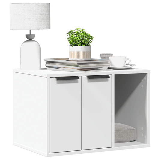 HKM-2062909 Cozy Wood Cat Litter Box with Hidden Design, Engineered Wood - 60x40x40 cm
