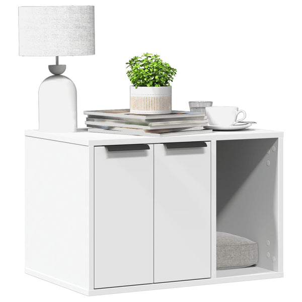 HKM-2062909 Cozy Wood Cat Litter Box with Hidden Design, Engineered Wood - 60x40x40 cm