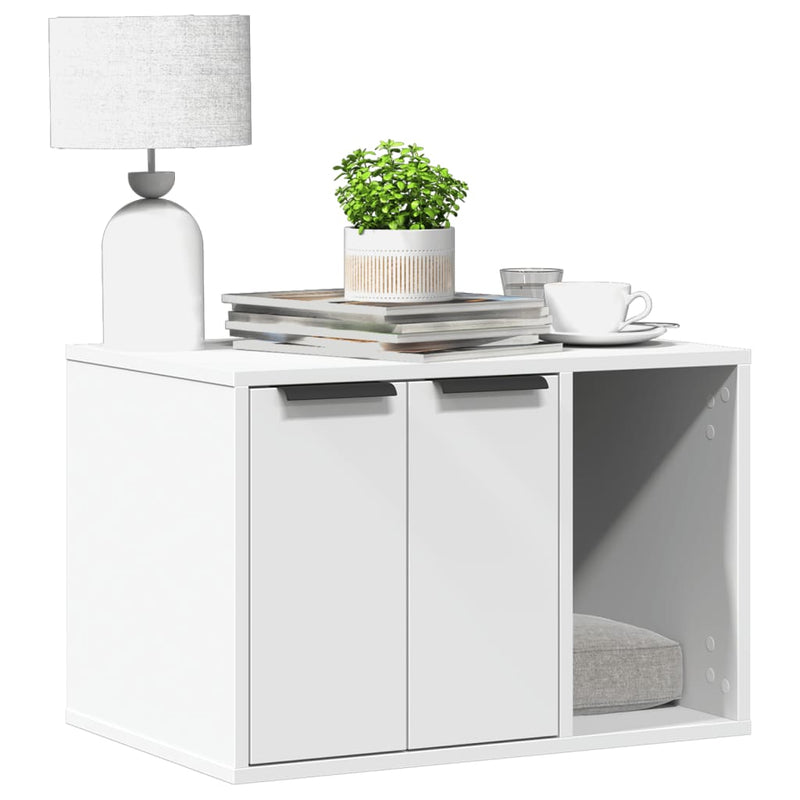 HKM-2062909 Cozy Wood Cat Litter Box with Hidden Design, Engineered Wood - 60x40x40 cm