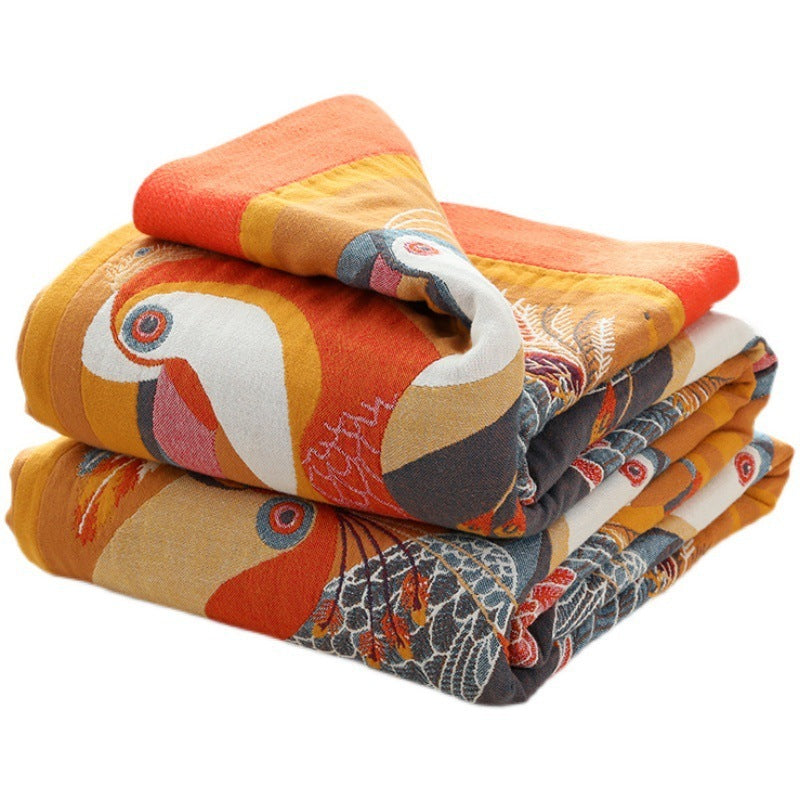 HKM-206291 Lightweight Pure Cotton Gauze Summer Quilt with Floral and Plant Patterns, Available in Two Sizes