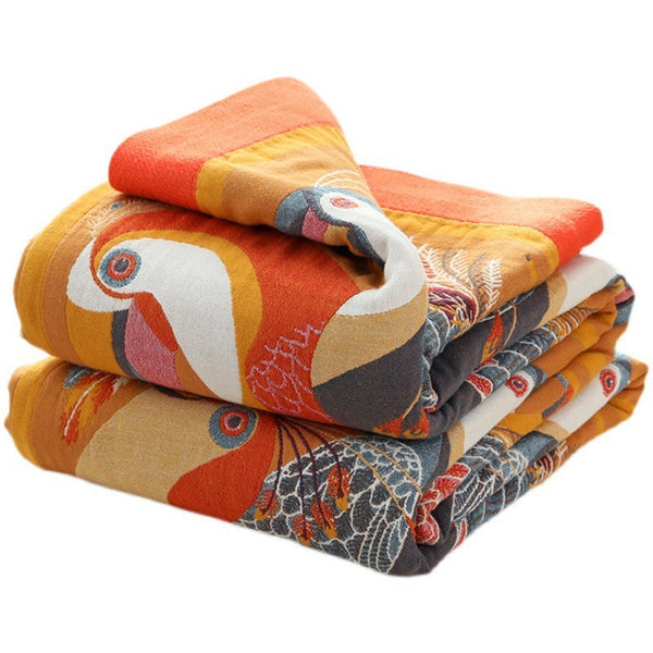 HKM-206291 Lightweight Pure Cotton Gauze Summer Quilt with Floral and Plant Patterns, Available in Two Sizes