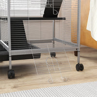 HKM-2063293 Rolling Small Animal Cage with Hammock & Removable Tray - Ideal for Ferrets, Chinchillas, and Kittens