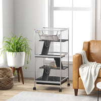 HKM-2063293 Rolling Small Animal Cage with Hammock & Removable Tray - Ideal for Ferrets, Chinchillas, and Kittens