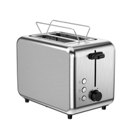 HKM-206355 Customisable Retro 2-Slice Toaster with Defrost, Reheat, and Cancel Functions