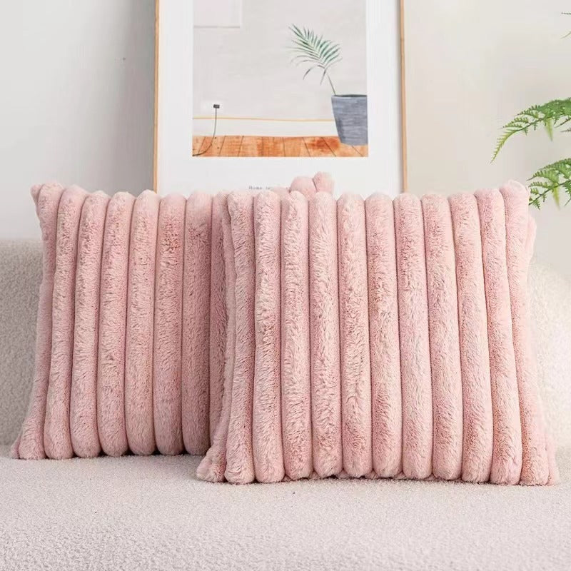 HKM-206419 Plush Vertical Striped Pillowcase in Multiple Colors