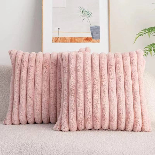 HKM-206419 Plush Vertical Striped Pillowcase in Multiple Colors