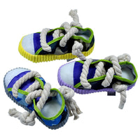 HKM-2064445 Pet Dog Toy Plush Shoe with Sound, Available in Black Rope-Yellow, Gray, and Purple, 7x8x18cm