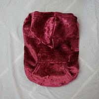 HKM-2064701 Plush Hooded Sweater for Small Dogs and Cats in Red, Gray, and Blue - Autumn/Winter Apparel