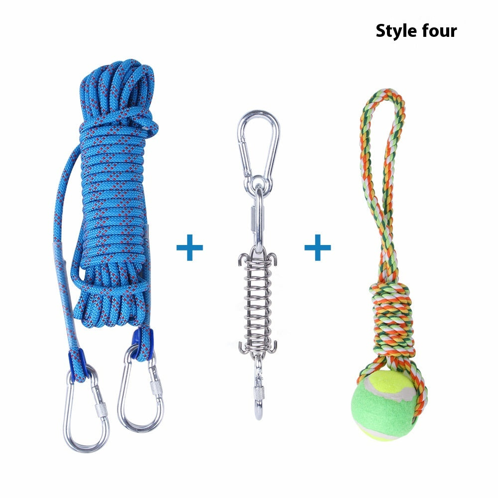 HKM-2065085 Stainless Steel Spring Suspension Toy with Cotton String for Outdoor Dog Training