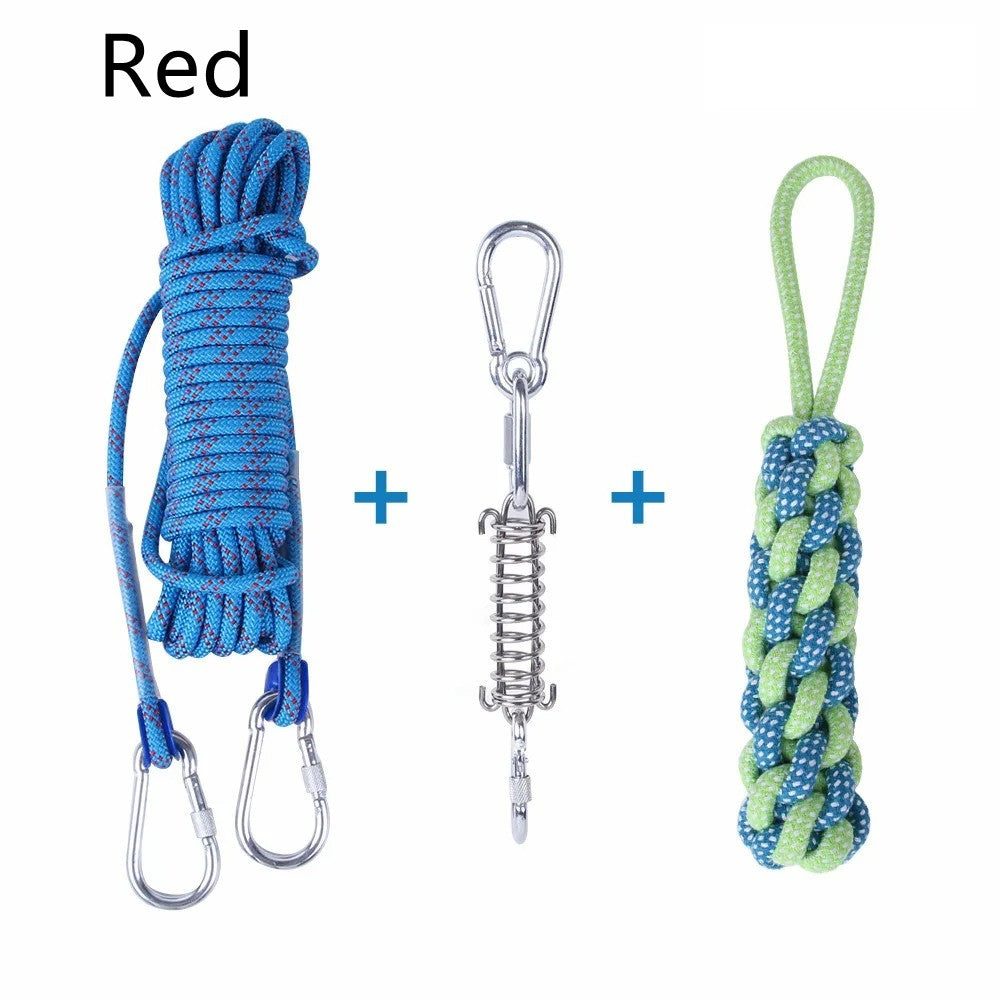 HKM-2065085 Stainless Steel Spring Suspension Toy with Cotton String for Outdoor Dog Training
