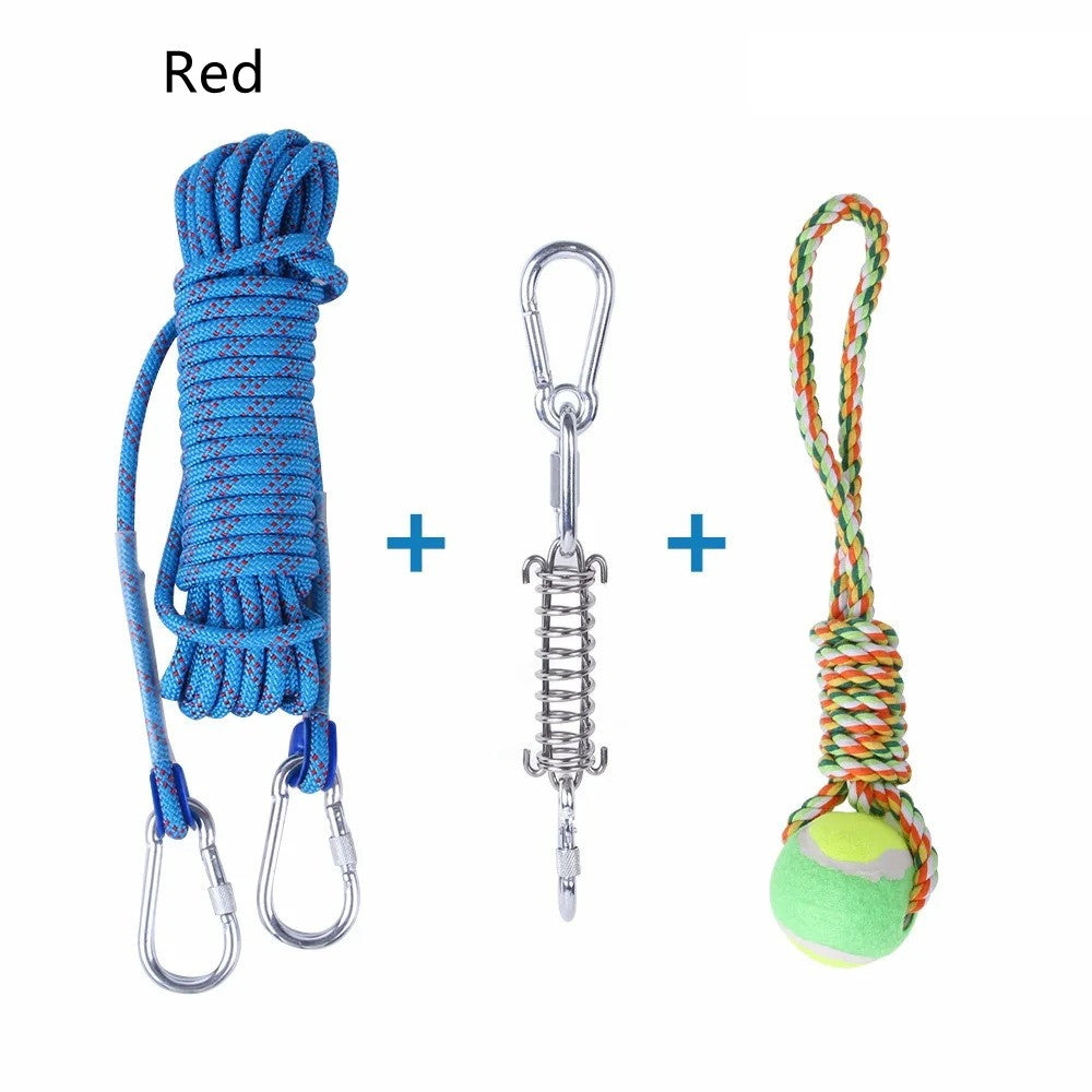 HKM-2065085 Stainless Steel Spring Suspension Toy with Cotton String for Outdoor Dog Training