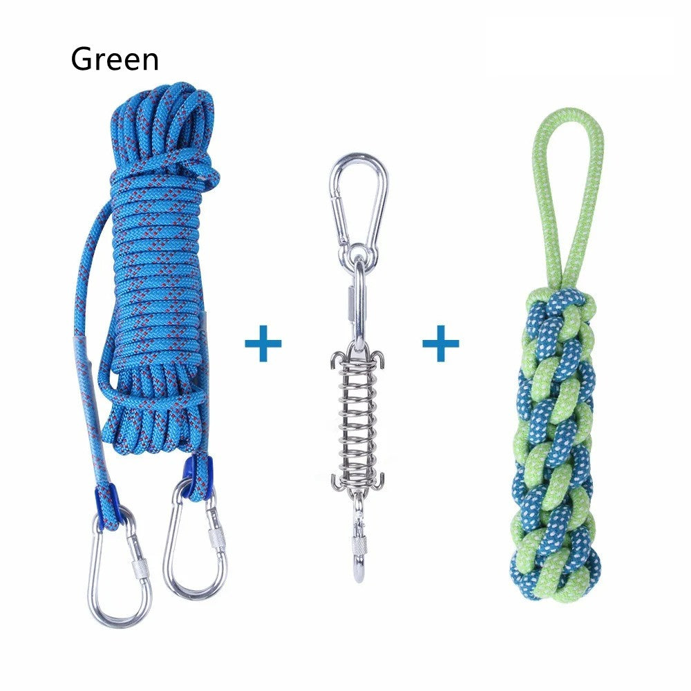 HKM-2065085 Stainless Steel Spring Suspension Toy with Cotton String for Outdoor Dog Training