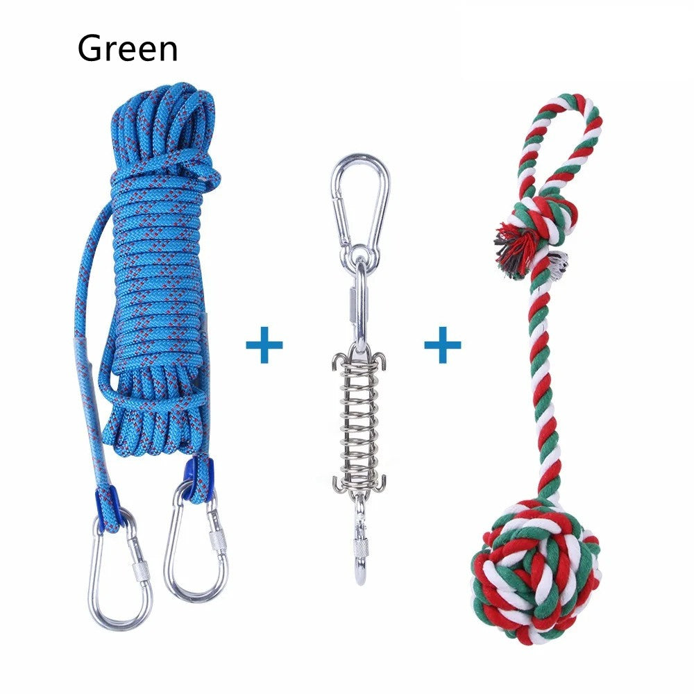 HKM-2065085 Stainless Steel Spring Suspension Toy with Cotton String for Outdoor Dog Training