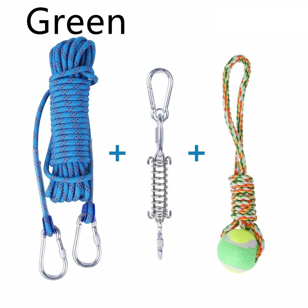 HKM-2065085 Stainless Steel Spring Suspension Toy with Cotton String for Outdoor Dog Training