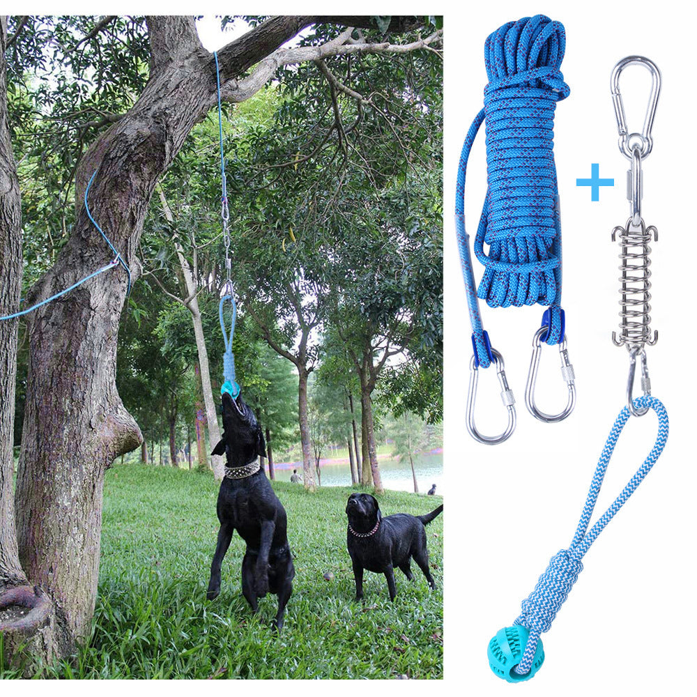 HKM-2065085 Stainless Steel Spring Suspension Toy with Cotton String for Outdoor Dog Training