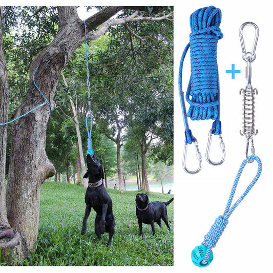 HKM-2065085 Stainless Steel Spring Suspension Toy with Cotton String for Outdoor Dog Training