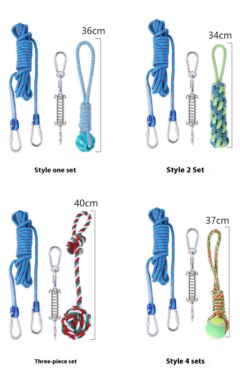 HKM-2065085 Stainless Steel Spring Suspension Toy with Cotton String for Outdoor Dog Training