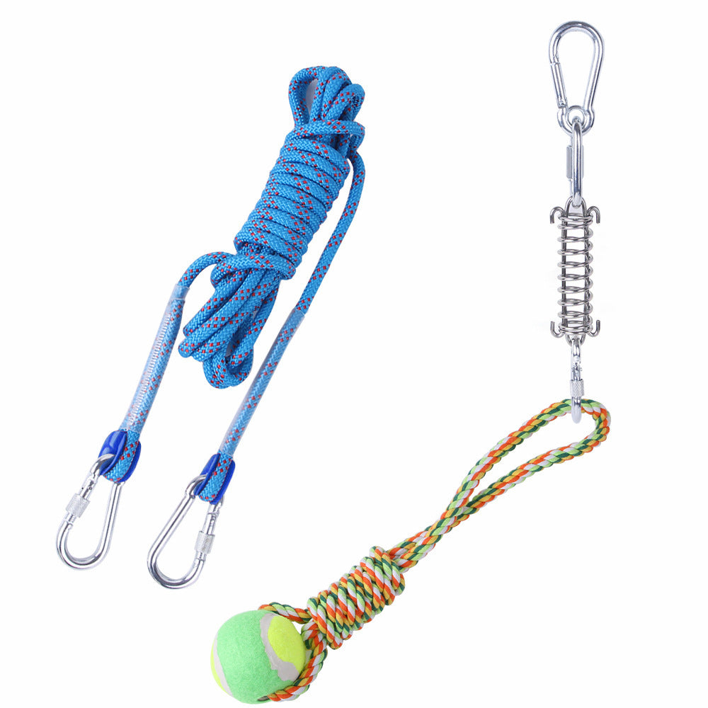 HKM-2065085 Stainless Steel Spring Suspension Toy with Cotton String for Outdoor Dog Training