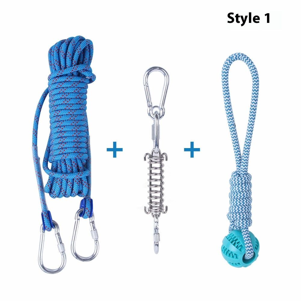 HKM-2065085 Stainless Steel Spring Suspension Toy with Cotton String for Outdoor Dog Training