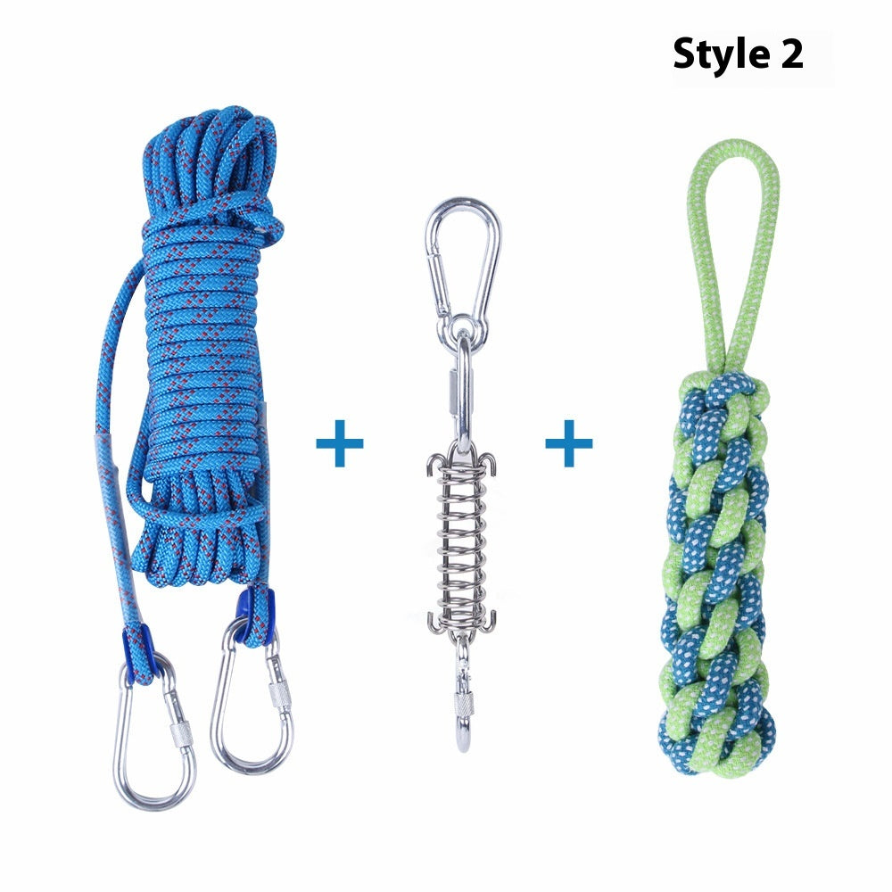 HKM-2065085 Stainless Steel Spring Suspension Toy with Cotton String for Outdoor Dog Training