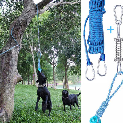 HKM-2065085 Stainless Steel Spring Suspension Toy with Cotton String for Outdoor Dog Training
