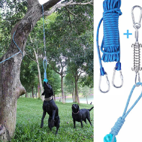 HKM-2065085 Stainless Steel Spring Suspension Toy with Cotton String for Outdoor Dog Training