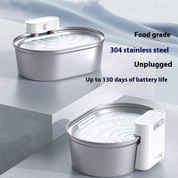 HKM-2065469 Automatic Stainless Steel Pet Water Dispenser for Dogs and Cats with Integrated Filter and Charging Cable