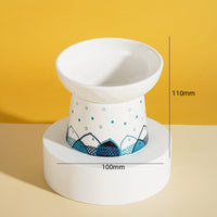 HKM-2065597 Slanted High Foot Anti-Overturning Ceramic Pet Bowl in Color Glaze