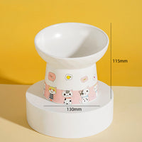 HKM-2065597 Slanted High Foot Anti-Overturning Ceramic Pet Bowl in Color Glaze