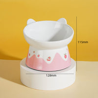 HKM-2065597 Slanted High Foot Anti-Overturning Ceramic Pet Bowl in Color Glaze