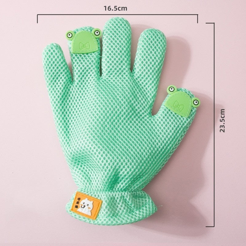HKM-2067261 Double-sided Silicone Pet Bath Gloves with Cute Designs for Grooming and Shedding Control