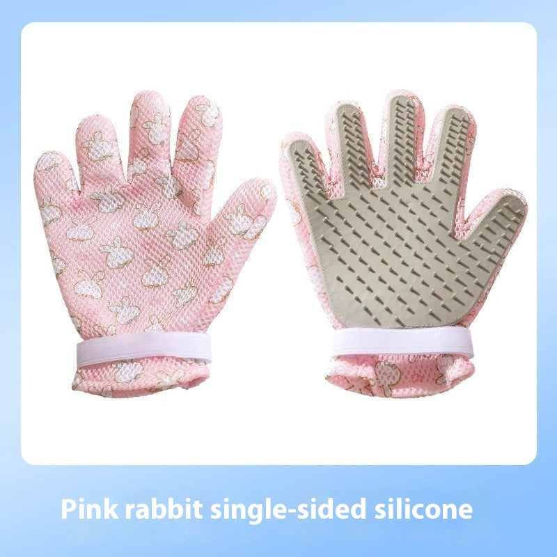 HKM-2067261 Double-sided Silicone Pet Bath Gloves with Cute Designs for Grooming and Shedding Control