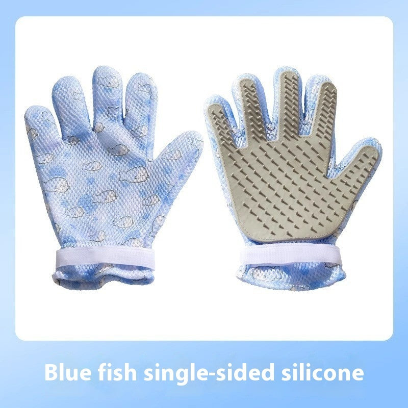 HKM-2067261 Double-sided Silicone Pet Bath Gloves with Cute Designs for Grooming and Shedding Control