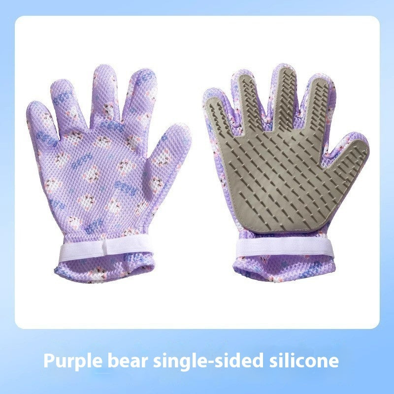 HKM-2067261 Double-sided Silicone Pet Bath Gloves with Cute Designs for Grooming and Shedding Control