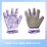 HKM-2067261 Double-sided Silicone Pet Bath Gloves with Cute Designs for Grooming and Shedding Control