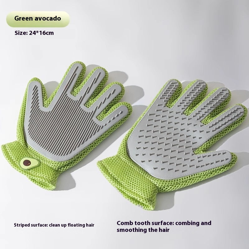 HKM-2067261 Double-sided Silicone Pet Bath Gloves with Cute Designs for Grooming and Shedding Control