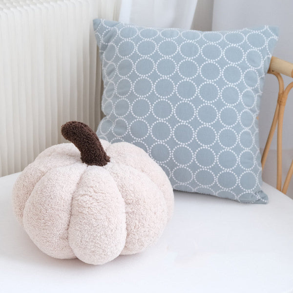 HKM-206739 Pumpkin-Shaped Plush Cushion in Dark Caramel, Cheese Yellow, or Beige Apricot - 35X20cm
