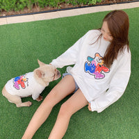 HKM-2067773 Soft Cotton Two-Legged Sweater for Cats and Small Dogs in Black, White, and Pink - Sizes S to 4XL