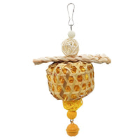 HKM-2068029 Bamboo Bird Toy with Natural Paper and Corn Husk Woven Elements