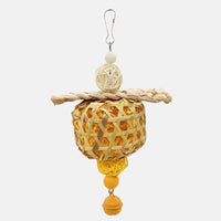 HKM-2068029 Bamboo Bird Toy with Natural Paper and Corn Husk Woven Elements