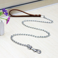 HKM-206803 Durable Metal Dog Traction Chain with PU Handle - Available in Black, Brown, and Red
