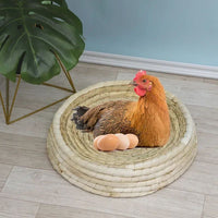HKM-2069437 Straw Woven Cat Bed with Scratching Board - Hand-Woven Bowl-Shaped Nest for Small Pets