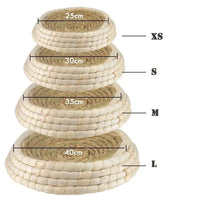 HKM-2069437 Straw Woven Cat Bed with Scratching Board - Hand-Woven Bowl-Shaped Nest for Small Pets