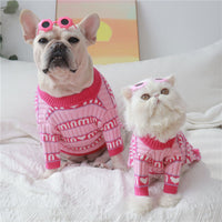 HKM-2069949 Cozy Pink Dog Sweater for Autumn and Winter, Casual Alphabet Design