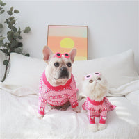 HKM-2069949 Cozy Pink Dog Sweater for Autumn and Winter, Casual Alphabet Design