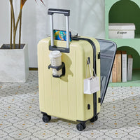 HKM-206995 Durable Rolling Suitcase for Travel with USB Charger and Cup Holder for Girls