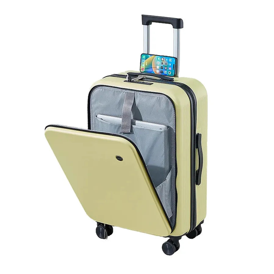 HKM-206995 Durable Rolling Suitcase for Travel with USB Charger and Cup Holder for Girls