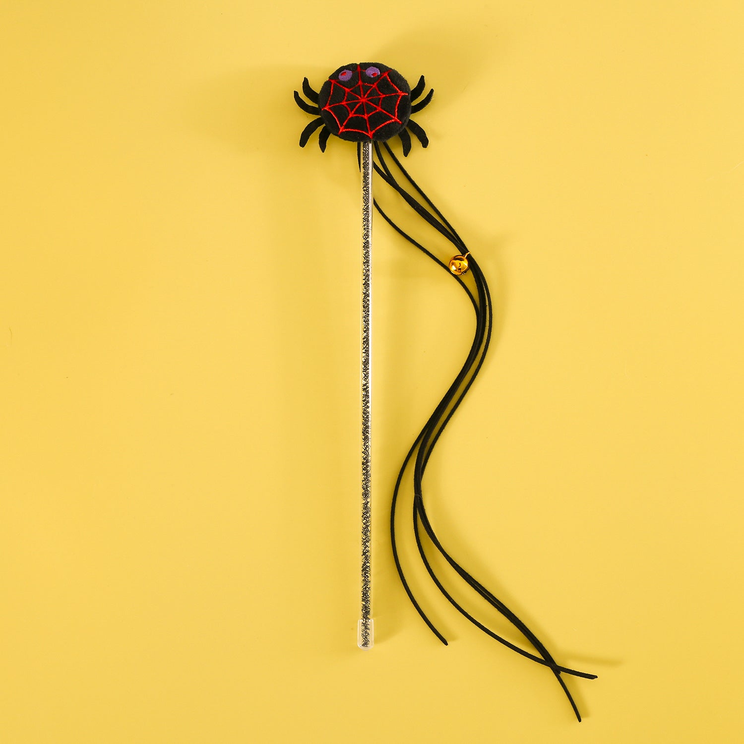 HKM-2070205 Interactive Plush Cat Teaser Stick with Halloween-themed Spider, Pumpkin, and Bat Designs